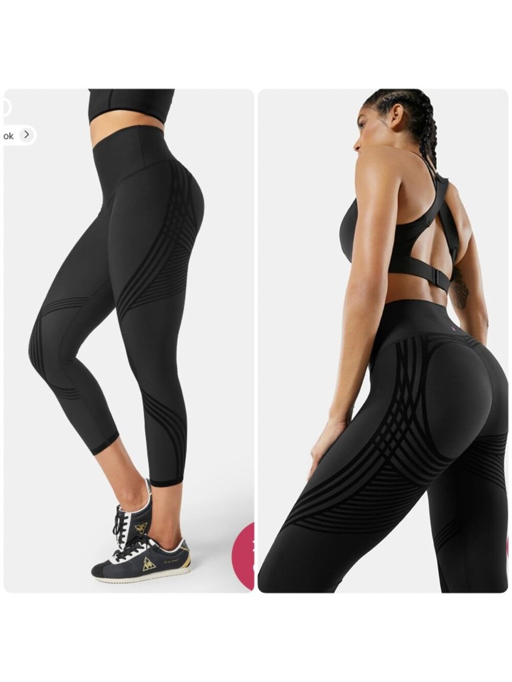 Fanka Body Sculpt Side Pocket 7/8 Leggings Medium Black Powerband Resistance Gym